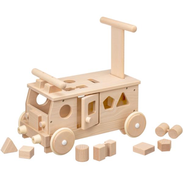 MOCCO 森のパズルバス  乗用玩具 乗り物 おもちゃ 子供 キッズ 押し車 木製 足けり 乗用 ...