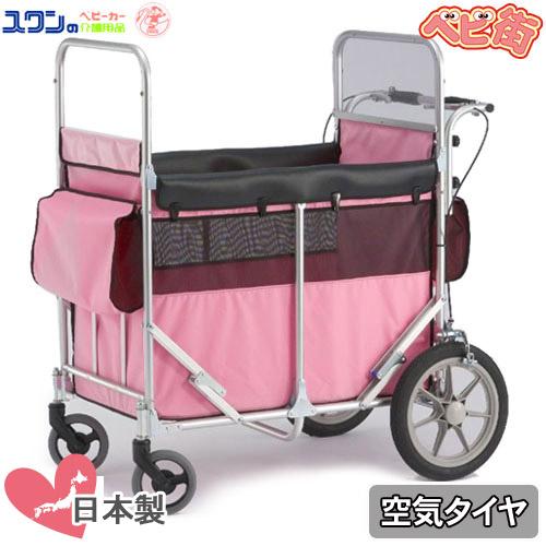【3〜5週間程で出荷予定】代引不可・日時指定不可 お散歩カート 五十畑工業 ミニバス ピンク 空気タ...