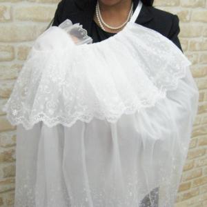 お宮参り用ケープ お帽子 夏物素材 ツーウェイ...の詳細画像3