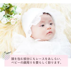 夏物 お宮参り用 胸元の花モチーフが可愛いベビ...の詳細画像2