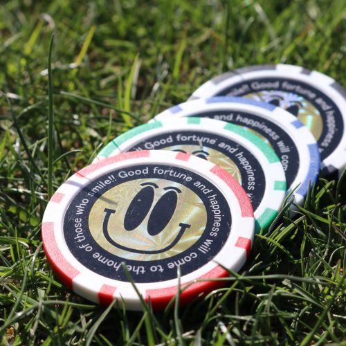 ゴルフ ラウンド用 グリーンマーカー ポーカーチップマーカー キラキラマーカー メタルプレート入り ...