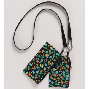 ポーチ バグゥ 正規品 LANYARD POUCH SET 収納ポーチ BAGGU ランヤードポーチセット BLACK CALICO FLORAL｜back