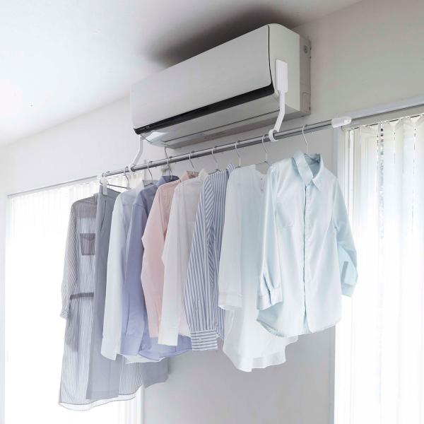 物干し竿ホルダー 山崎実業 正規品 TOWER タワー フィルムフックエアコン室内物干しポールホルダ...