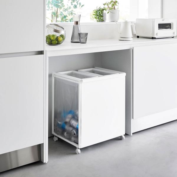 分別ゴミ箱 山崎実業 正規品 tower タワー 目隠し分別ダストワゴン 45L 2分別 分別ごみ箱...