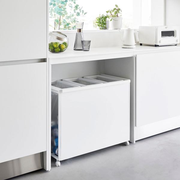 分別ゴミ箱 山崎実業 正規品 tower タワー 目隠し分別ダストワゴン 45L 3分別 分別ごみ箱...