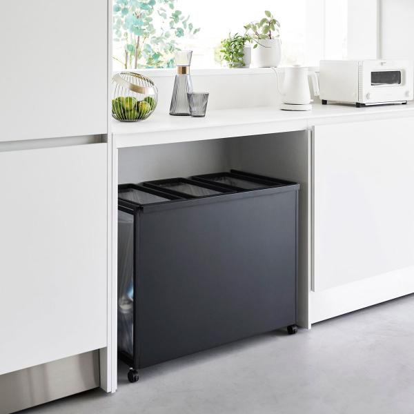 分別ゴミ箱 山崎実業 正規品 tower タワー 目隠し分別ダストワゴン 45L 3分別 分別ごみ箱...