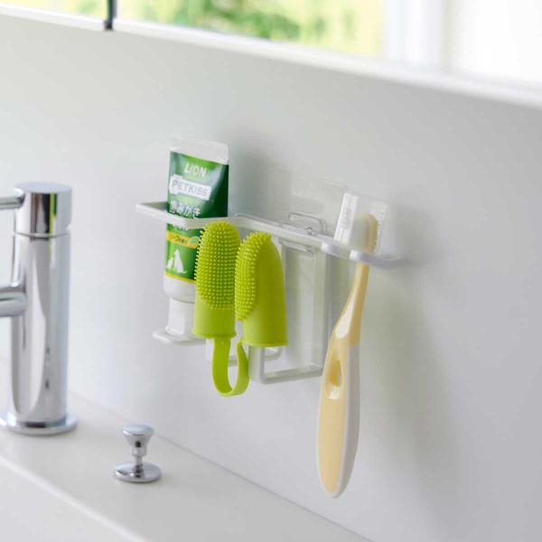 ペット用品 山崎実業 正規品 nooks ヌークス フィルムフックペット用歯磨きセットホルダー 犬用...