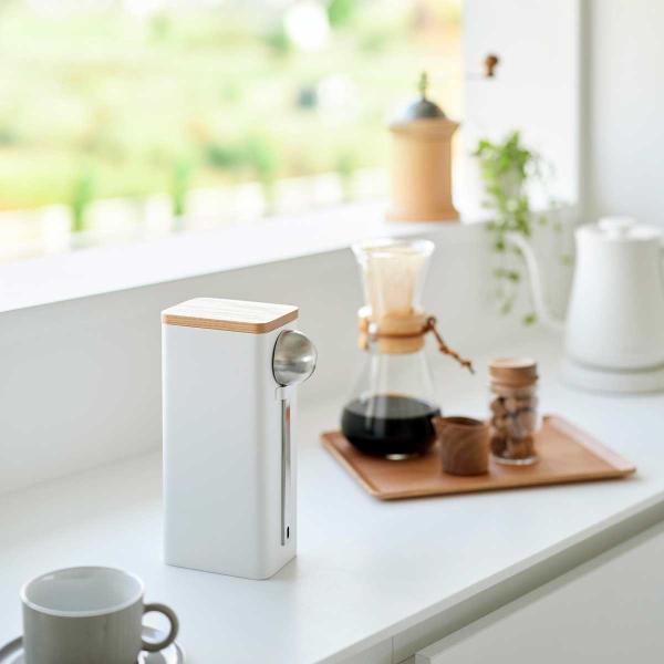 コーヒーキャニスター 山崎実業 正規品 tower タワー 袋ごとコーヒー豆収納ケース スプーン付き...