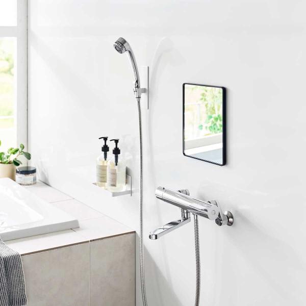 浴室くもり止めミラー 山崎実業 正規品 tower タワー マグネットバスルーム樹脂ミラー 角型 プ...