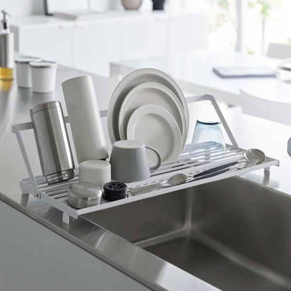 水切りかご 山崎実業 正規品 tower タワー シンク上スリム水切りラック シリコーントレー付き ...