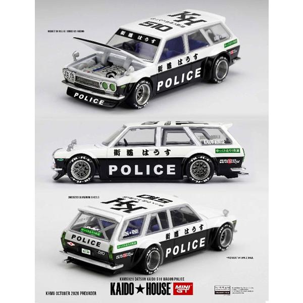 MINI-GT 1/64 ダットサン 510 ワゴン ポリス(右ハンドル)　(KHMG321)