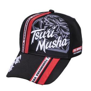 [美品] 釣武者 TsuriMusha THE IMPACT キャップ 釣武者/TsuriMusya ダブルフェイス 3Dロゴキャップ ブラック