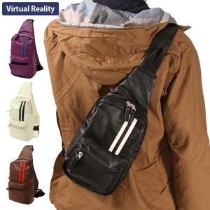 ボディバッグ メンズ フェイクレザー 小さめ ボディ レディース 合成皮革 軽量 軽い ボディバック ヴァーチャルリアリティ VIRTUAL REALITY