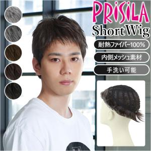 PRISILA プリシラ メンズ 部分ウィッグ 部分ウイッグ 部分かつら レイヤーショート部分ウイッグ ヘアピース カバーピース かつら｜backyard-1