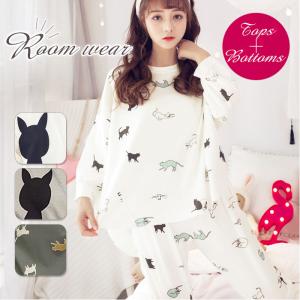 ルームウェア 可愛い 長袖 通販 レディース セット 上下セット かわいい パジャマ 春夏 秋冬 女性用 ゆったり おしゃれ M L Xl 2xl アニマル ネコ 猫 Sy624 Backyard Family バッグタウン 通販 Yahoo ショッピング