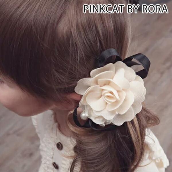 ヘアゴム キッズ おしゃれ 通販 お花 フラワー パール 10002926 ロココポニーテール 大き...
