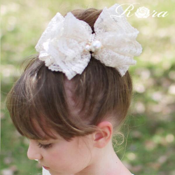 Rora ヘアゴム キッズ 通販 ノンノン 髪ゴム 髪飾り 髪留め リボン レース 大きい パール ...