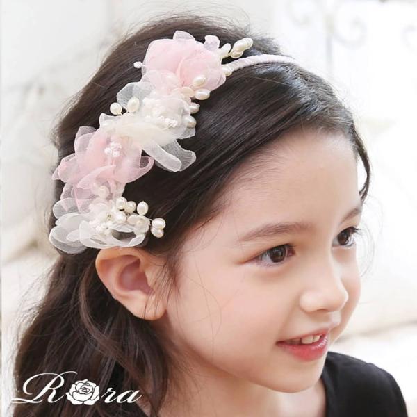 Rora カチューシャ キッズ 通販 ウェディング ヘッドドレス 髪飾り ヘアバンド 花 フラワー ...