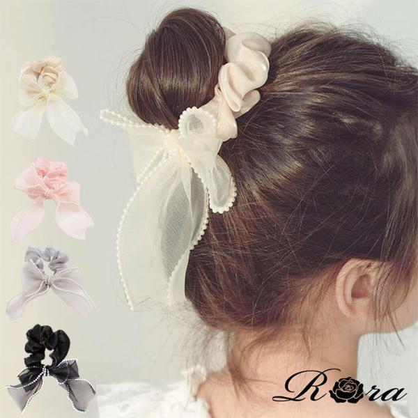 シュシュ 子供 リボン 大きめ パール 通販 ヘアゴム 髪飾り 子ども こども キッズ 女の子 卒園...