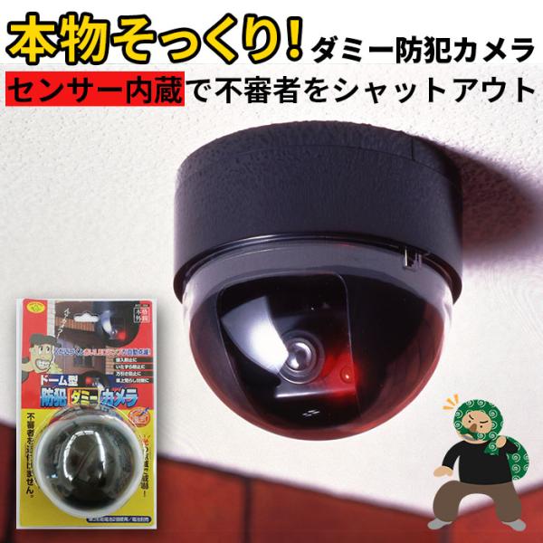 防犯カメラ ダミー 通販 家庭用 屋外 ワイヤレス 設置 監視 センサー ライト ドーム型 LED ...