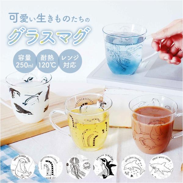 ガラス マグカップ 耐熱 通販 アニマル耐熱グラスマグ グラスマグ コップ 食器 かわいい グラス ...