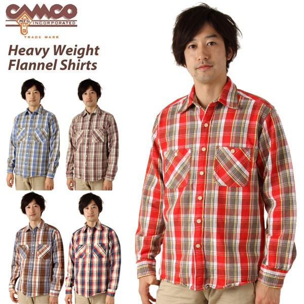 ネルシャツ メンズ 長袖 CAMCO カムコ シャツ ヘビーウェイト チェックシャツ 男性用 タータ...