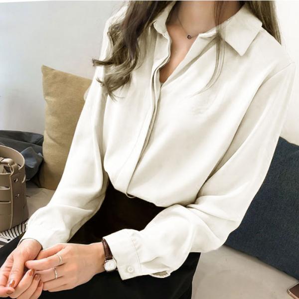 シャツ 通販シャツ ブラウス 長袖 レディース 長袖 ポリエステル100% しわになりにくい 白 ホ...