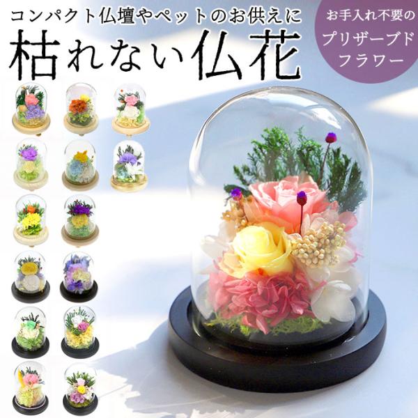 プリザーブドフラワー 通販プリザーブドフラワー ガラスドーム 好評 ブリザードフラワー 仏花 仏壇用...