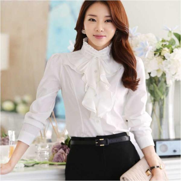 レディース 通販レディース 長袖 ブラウス フリル ラグジュアリー 立ち襟 シャツ レース フワフワ...