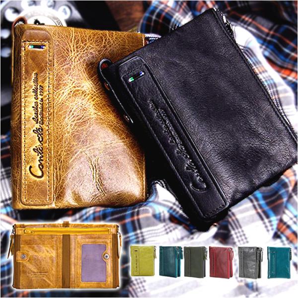 財布 メンズ 二つ折り 本革 通販 二つ折り財布 ファスナー 革 レザー 小さい財布 折りたたみ財布...