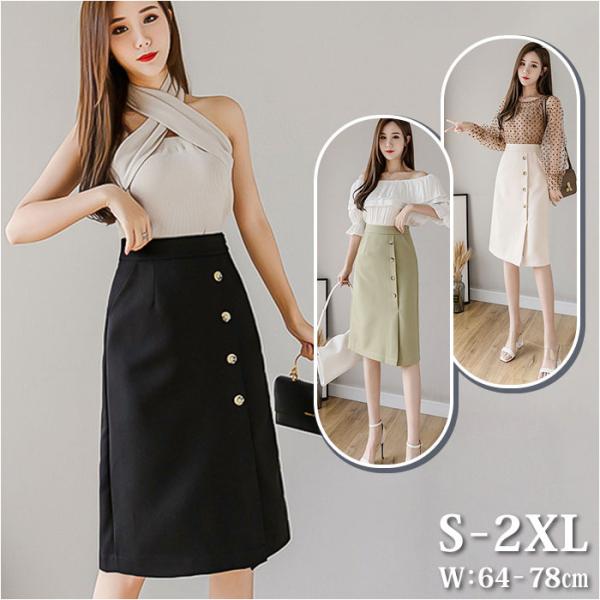 スカート レディース ミドル ミドル丈 通販 タイトスカート タイト スリム ポケット ボタン スー...