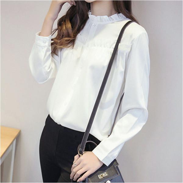 シャツ レディース 長袖 通販 ブラウス 白 フリルシャツ オフィス きれいめ 通勤 カジュアル ト...