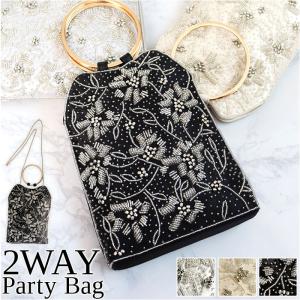 ☆スパンコール刺繍 レースレタークラッチ パーティーバッグ