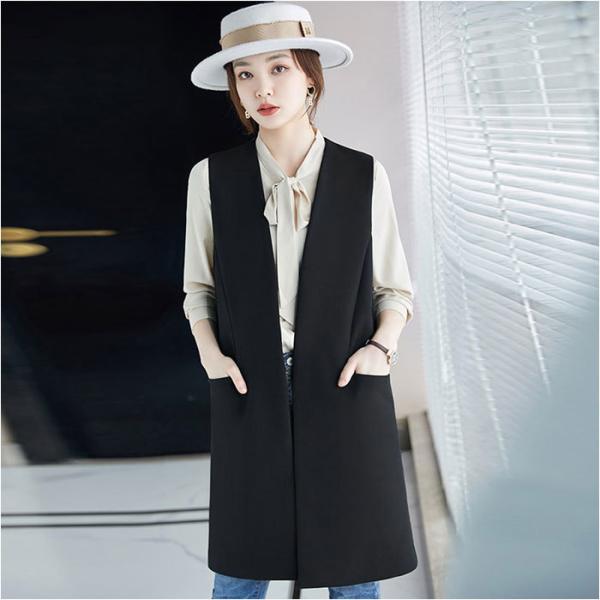 ジレ ベスト レディース 通販 ロングベスト ロング丈 グレー ブラック ジレンチ トレンチベスト ...