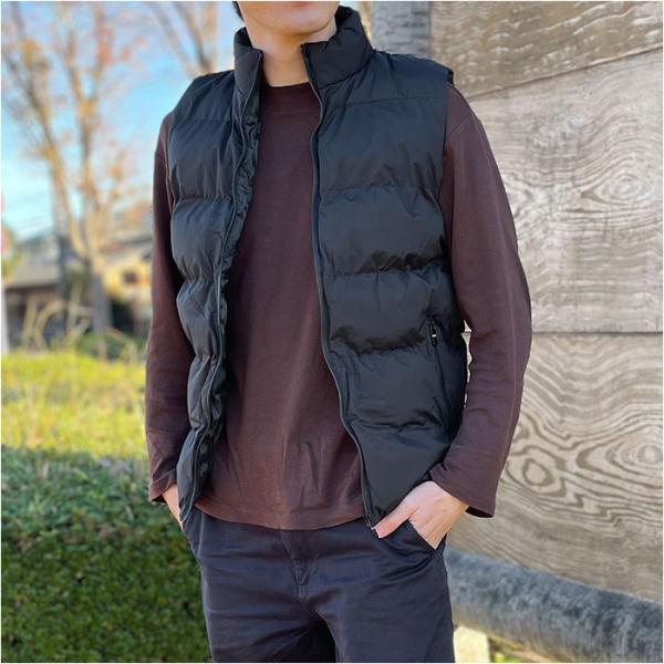 中綿ベスト メンズ 通販 ダウンベスト ジップアップ ベスト 軽量 無地 防寒 あったか 保温 シン...