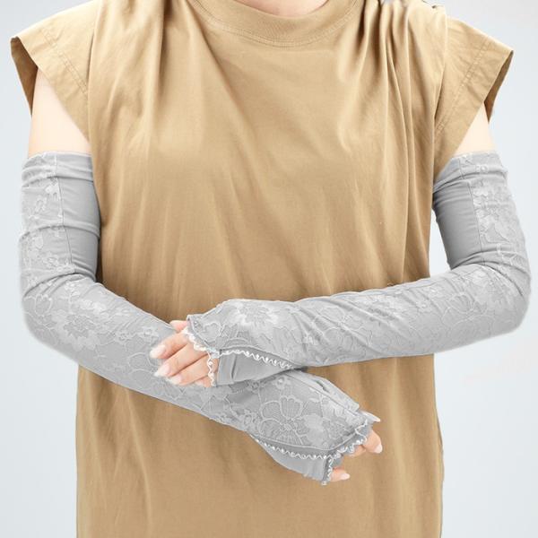 アームカバー 通販アームカバー レディース 冷感 ロング 涼しい 花柄 レース リボン レディース ...