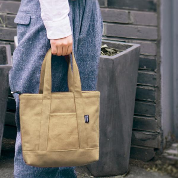 トートバッグ 小さめ レディース チャック付き 通販 キャンバス 布 シンプル ミニトート ファスナ...