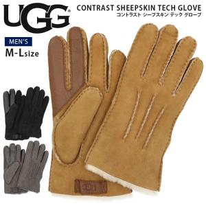 ugg メンズ 手袋 通販 ブランド UGG アグ CONTRAST SHEEPSKIN TECH GLV コントラスト シープスキン テック グローブ スマホ対応 革 撥水 はっ水 防寒