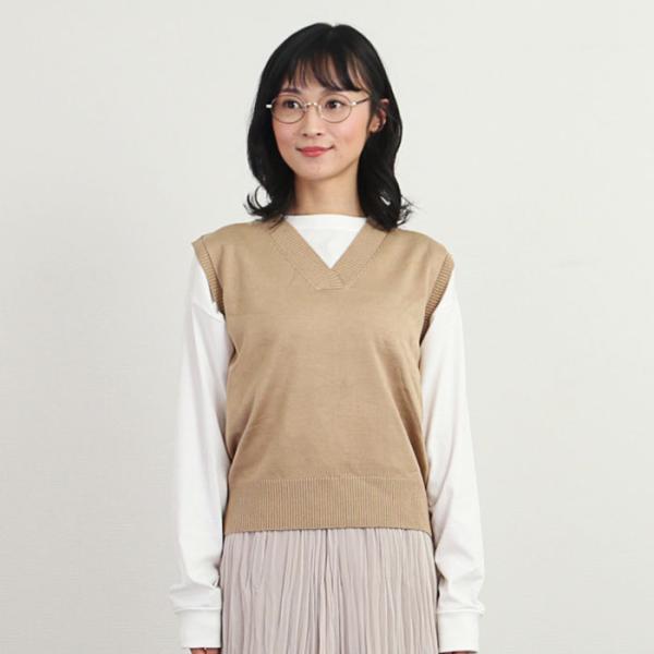 ベスト レディース 秋 通販 ジレ ニットベスト vネック 高校生 制服 ゆったり 春 冬 大きいサ...