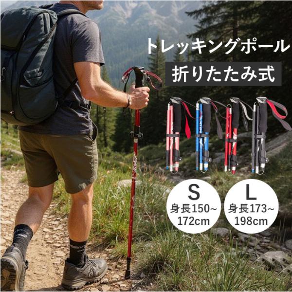 トレッキングポール 折りたたみ 通販 登山ストック ステッキ 杖 軽量 伸縮 ハイキングスティック ...