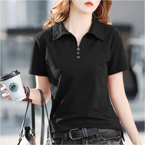 ポロシャツ レディース 半袖 通販 ｔシャツ Ｔシャツ カットソー 襟付き 無地 春夏 大きいサイズ...