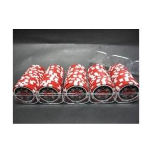 ＱｕａｔｔｒｏＡｓｓｉ　クアトロアッシーポーカーチップ （５）赤 100枚セット　- カジノチップ、ポーカーチップ｜badenbaden