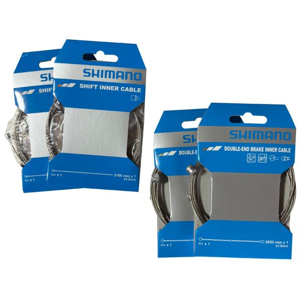 SHIMANO　シフトインナーケーブル &amp; ダブル エンド ブレーキ インナーケーブル 各２個（合計...