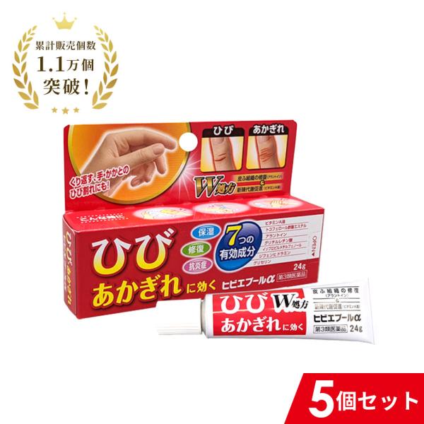 ヒビエプールα 5個セット 第3類医薬品 ひび あかぎれ 保湿 修復 抗炎症 くり返す 手 かかと ...