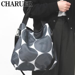 シャルエ バッグ charuer トートバッグ ハンドバッグ ショルダー 2way 肩掛け 斜め掛け ドット柄 レディース エクルー hecru fb29793｜bag-danjo