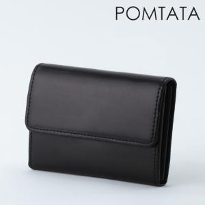 ポンタタ 財布 pomtata 小銭入れ コインケース ミニ財布 コンパクトギャルソン ボックス型 本革 ブラック 黒 レディース p2538｜bag-danjo