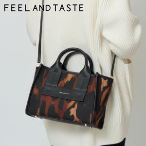 予約 / feel and taste バッグ フィールアンドテイスト トートバッグ ミニ 2way 斜めがけ コットン ヒョウ柄 本革 レディース ELLS MINI エルス F162 D577｜bag-danjo