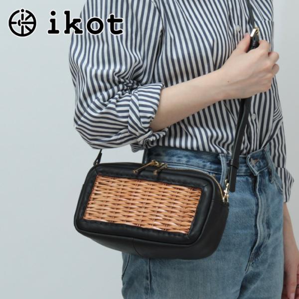 イコット バッグ ikot かごバッグ THE バスケット ショルダーバッグ ポシェット 横長 本革...