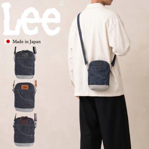 Lee リー ショルダーバッグ 倉敷デニム×姫路レザー 日本製 ミニ薄マチ ミニ 縦型 ショルダー メンズ レディース JL-001 320-11000