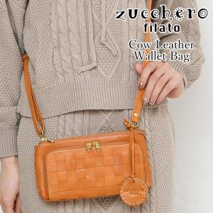 zucchero レザーメッシュ型お財布ショルダー BR ブラウン 40 48917